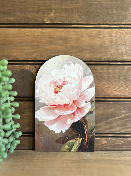 Peony Flower - Printed Wood Arch - Floral Decor