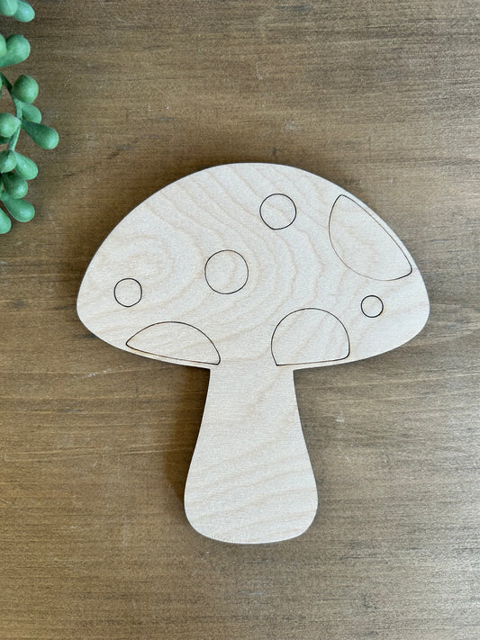 DIY Thin Blanks - Wood Mushroom - Pack of 4