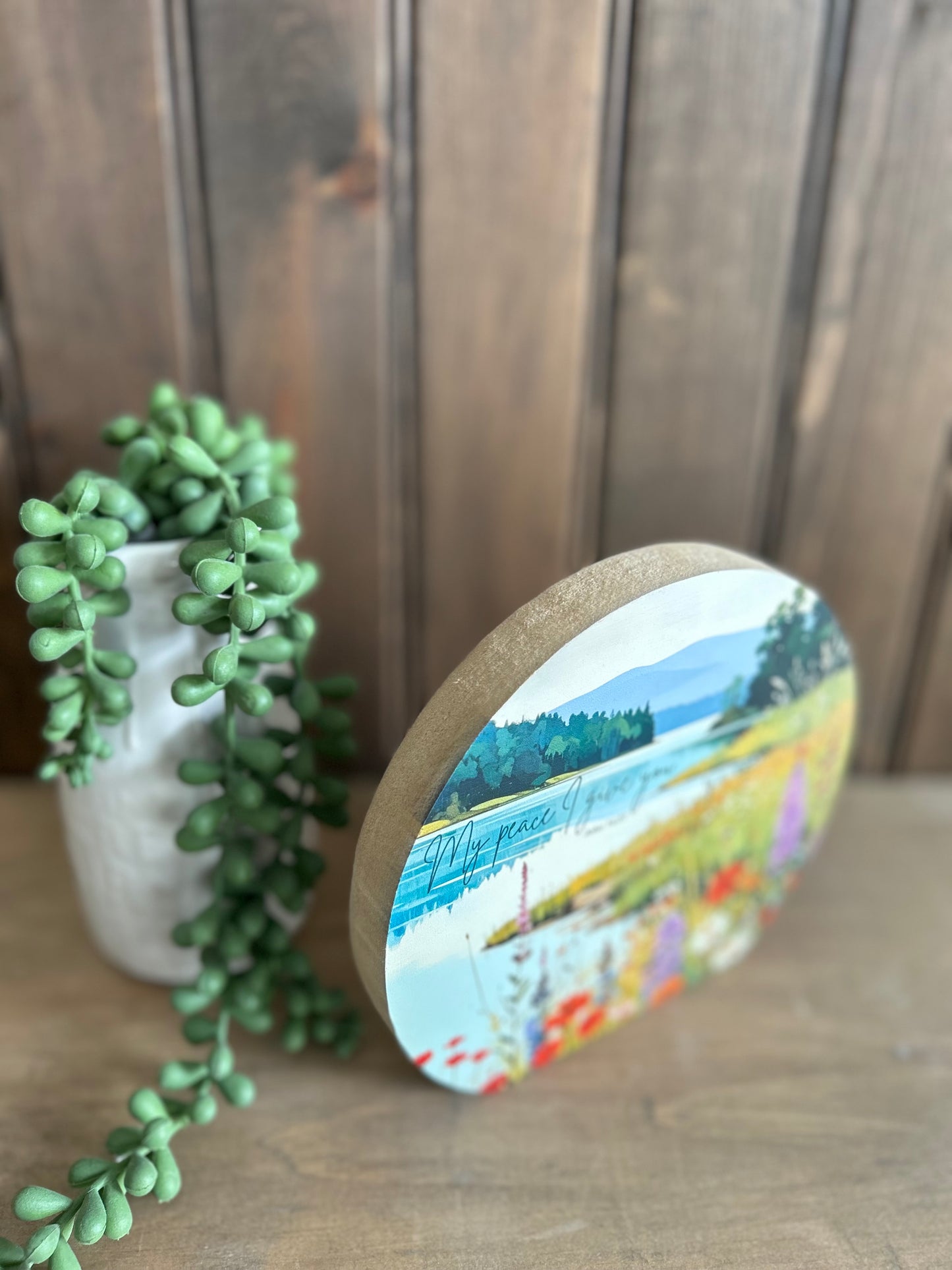 My Peace I Give You - Rustic Wood Christian River Sign