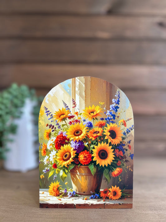 Summer Flowers Bouquet Wood Arch- Summer 2026 Decor