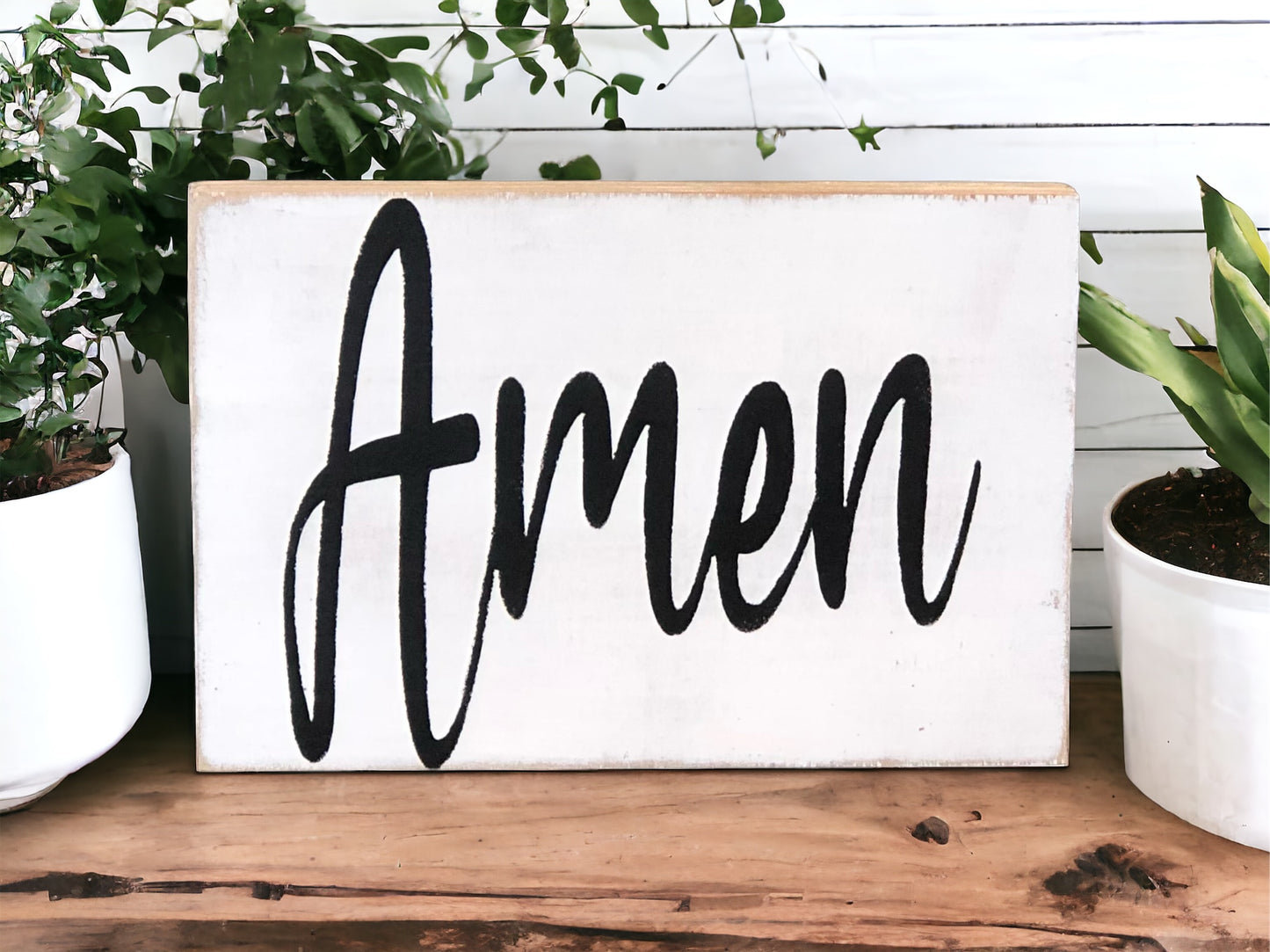 "Amen" wood sign