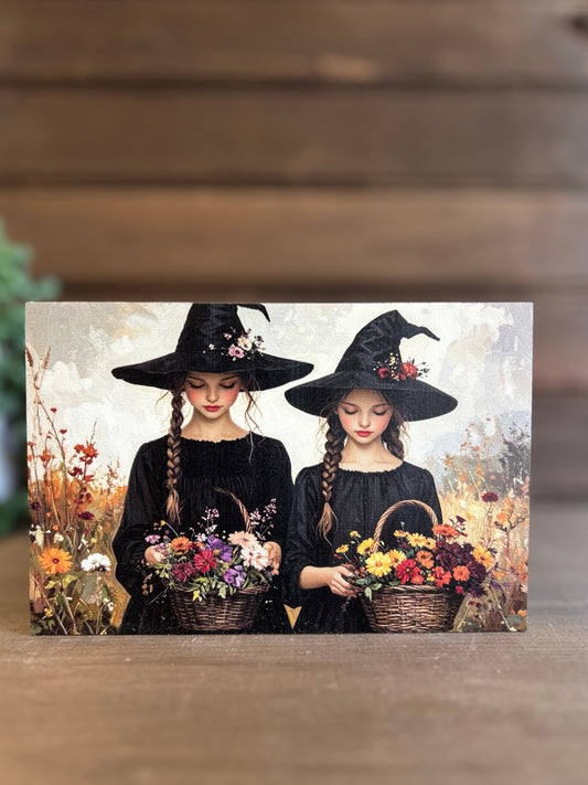 Witch Sisters - Fall/Halloween Decor Rustic Wood Sign