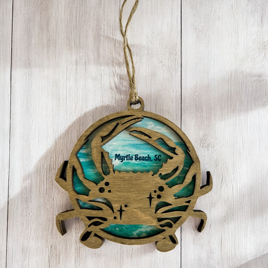 Layered Wood Crab Customizable Ornament
