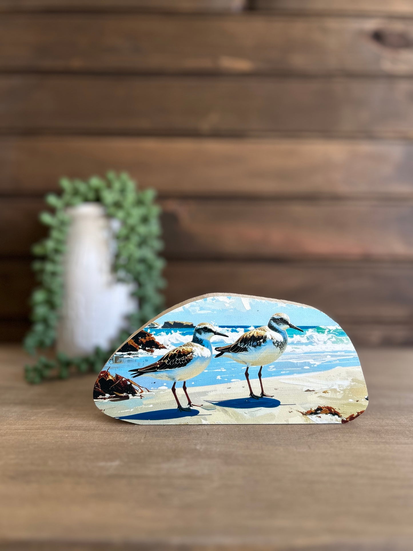 Sandpipers - Abstract Wood Sitter - Coastal/Beach Decor