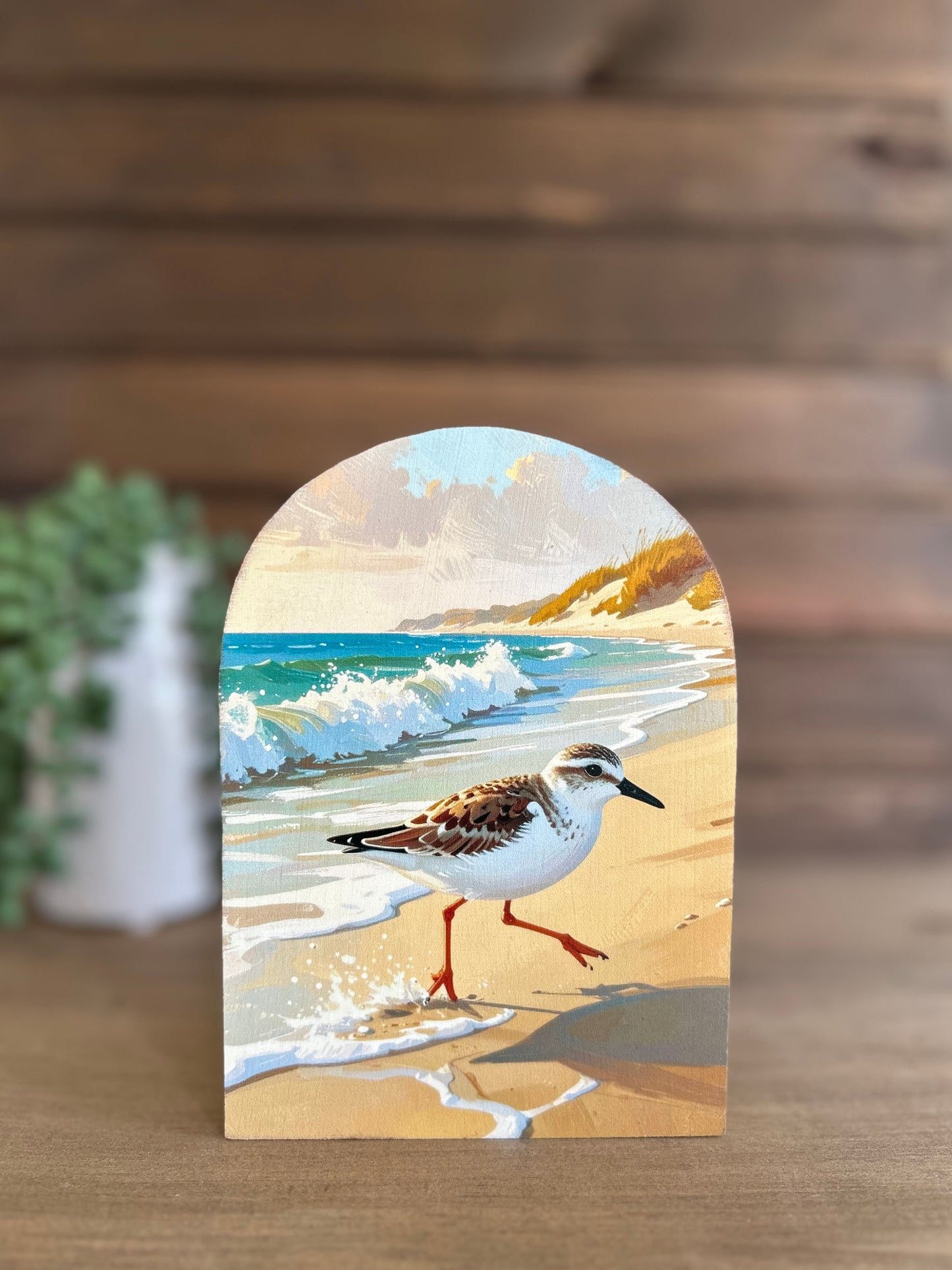 Sandpiper on the Beach Wood Arch- Coastal Decoration Decor