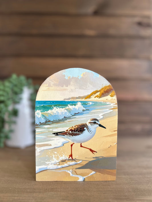 Sandpiper on the Beach Wood Arch- Coastal Decoration Decor