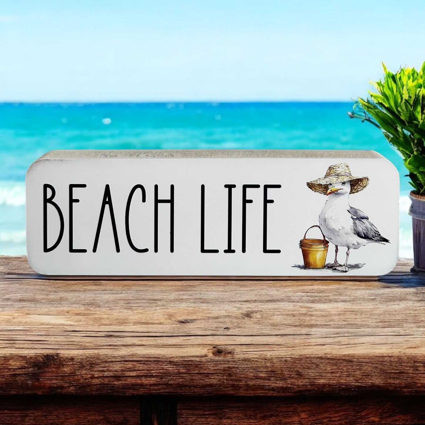 Beach Life - Coastal Décor Rustic Wood Summer Beach Sign