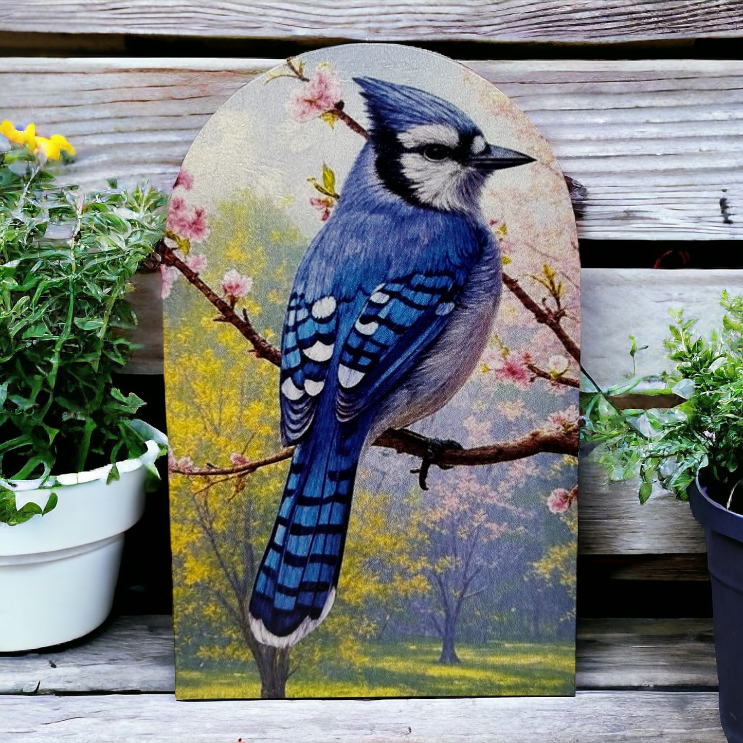 Blue Jay - Printed Wood Arch - Spring 2025 Decor