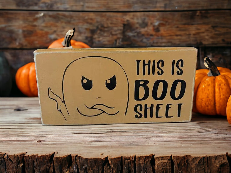 "Boo sheet" wood sign