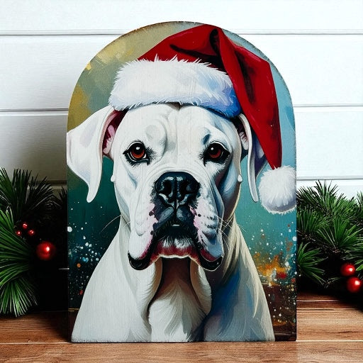 Dog in Santa Hat Wood Arch-Christmas 2025 Decor Sitter