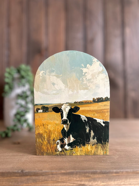 Cow in Pasture Wood Arch - Country Farmhouse Decor