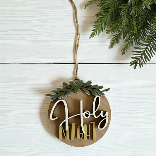 Holy Night- Layered Wood Christmas Ornament