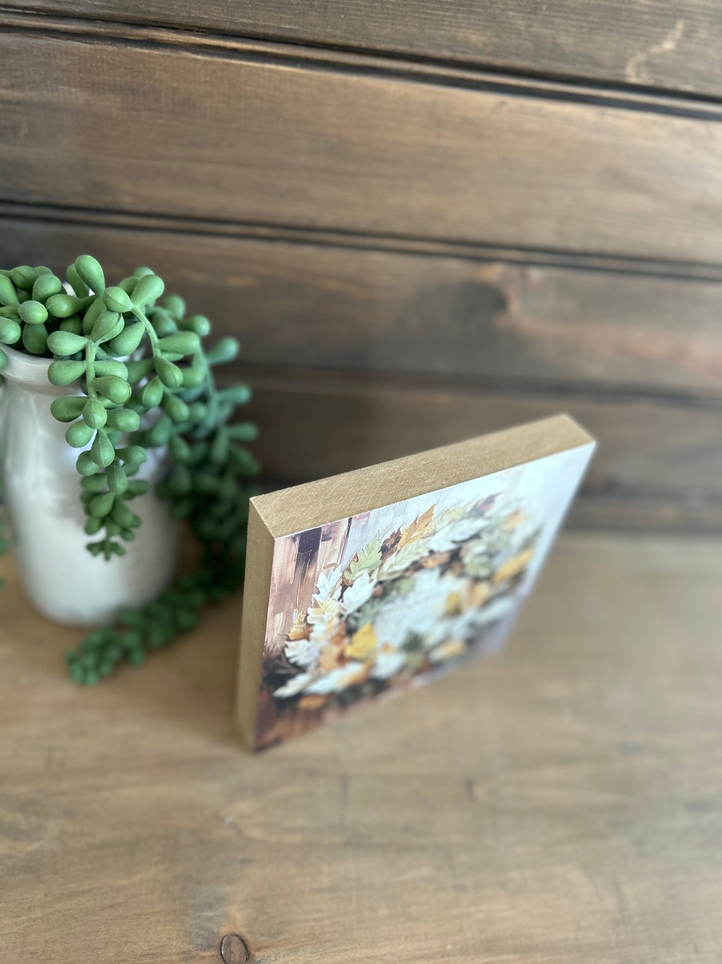 Autumn Vibes Green Wreath Wood Sign - Fall Decor