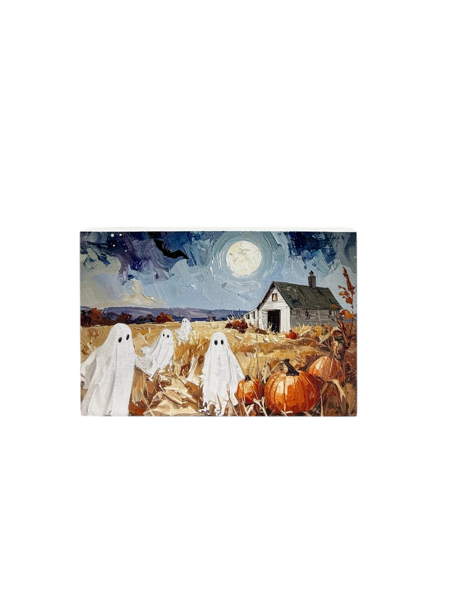 Ghosts in Field Painting- Autumn/Fall Decor Rustic Wood Sign