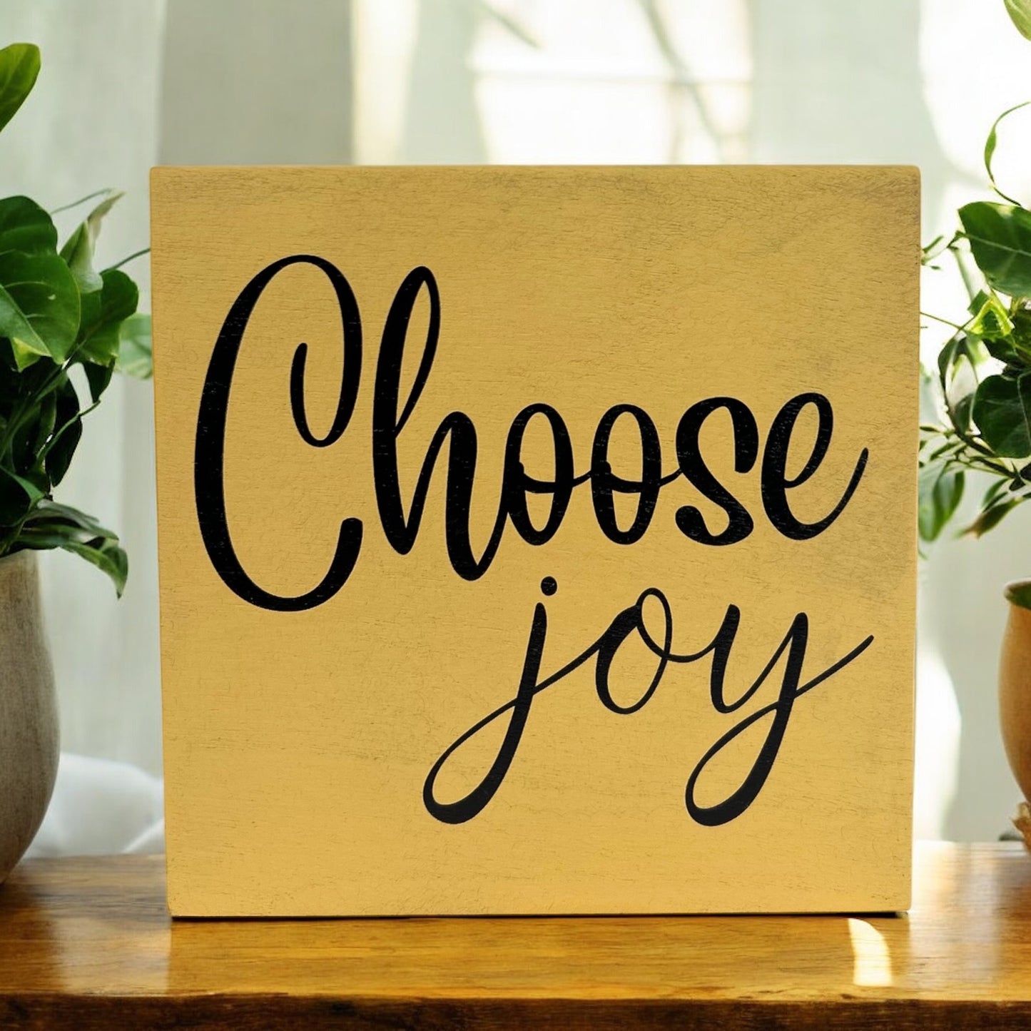 Choose Joy - Rustic Wood Shelf Sitter