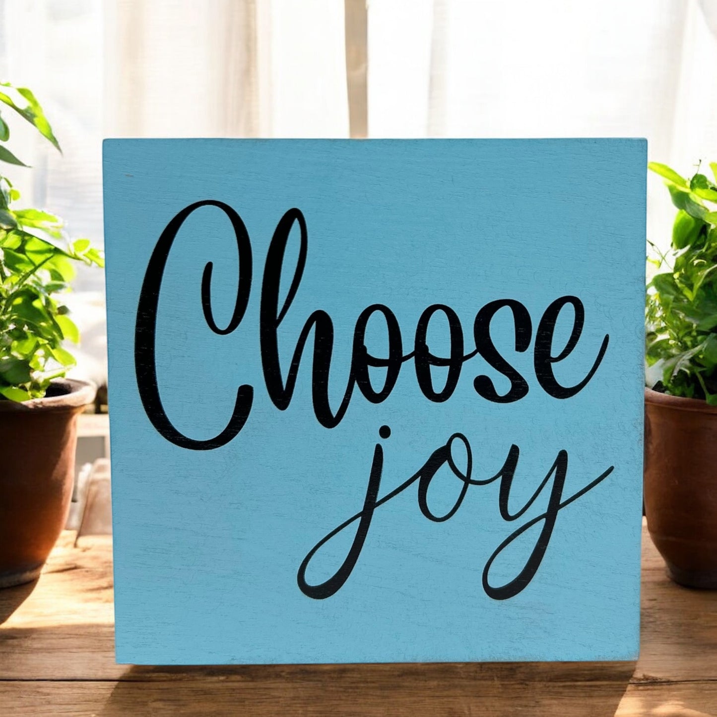 Choose Joy - Rustic Wood Shelf Sitter