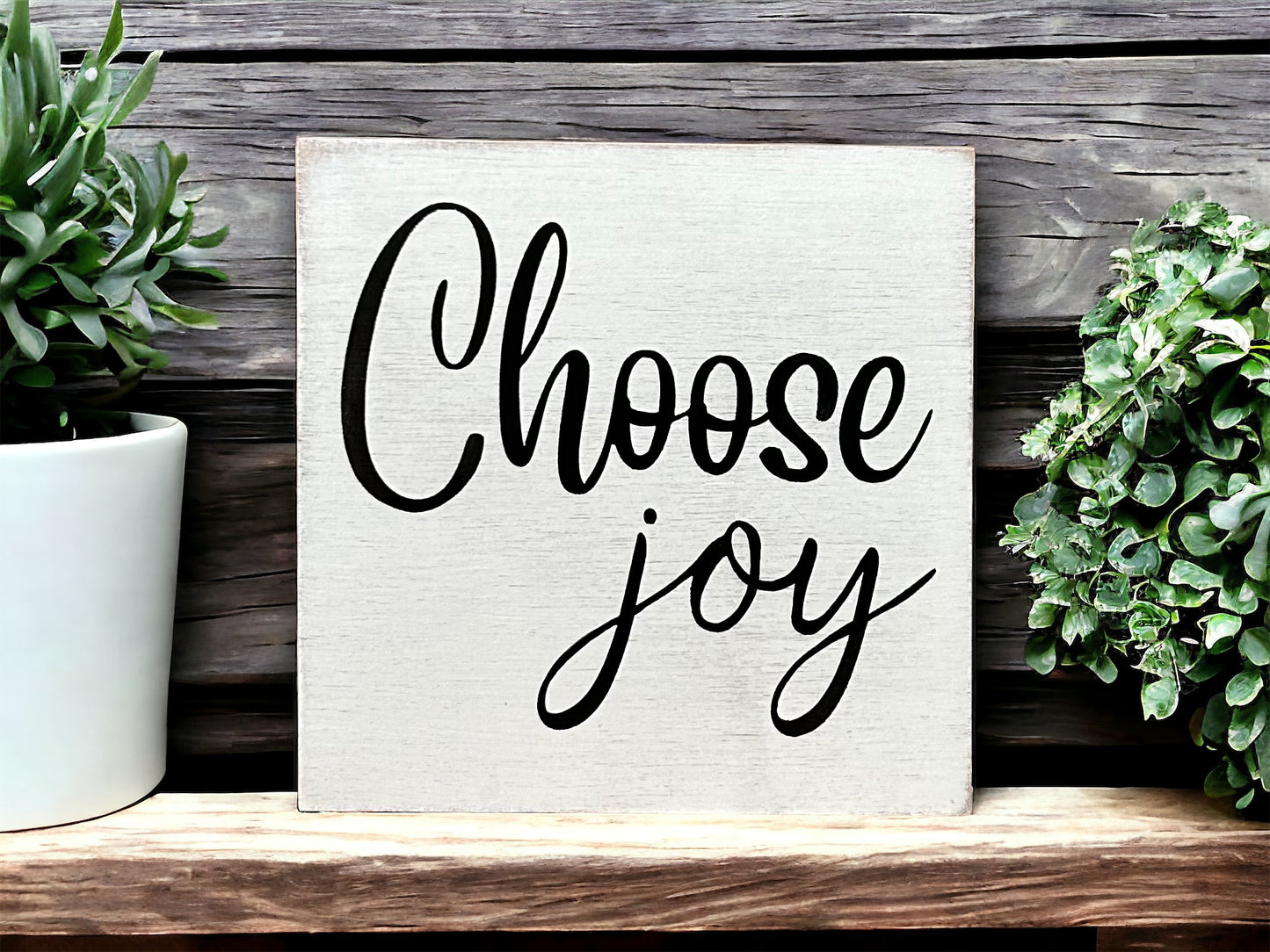 Choose Joy - Rustic Wood Shelf Sitter