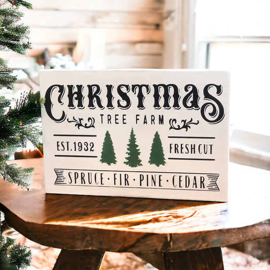 Vintage Tree Farm - Rustic Wood Christmas Sign