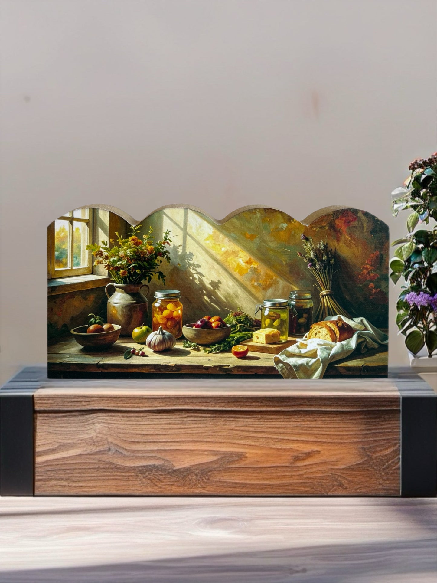 Colonial Kitchen - Rustic Spring Decor Scalloped Wood Sign