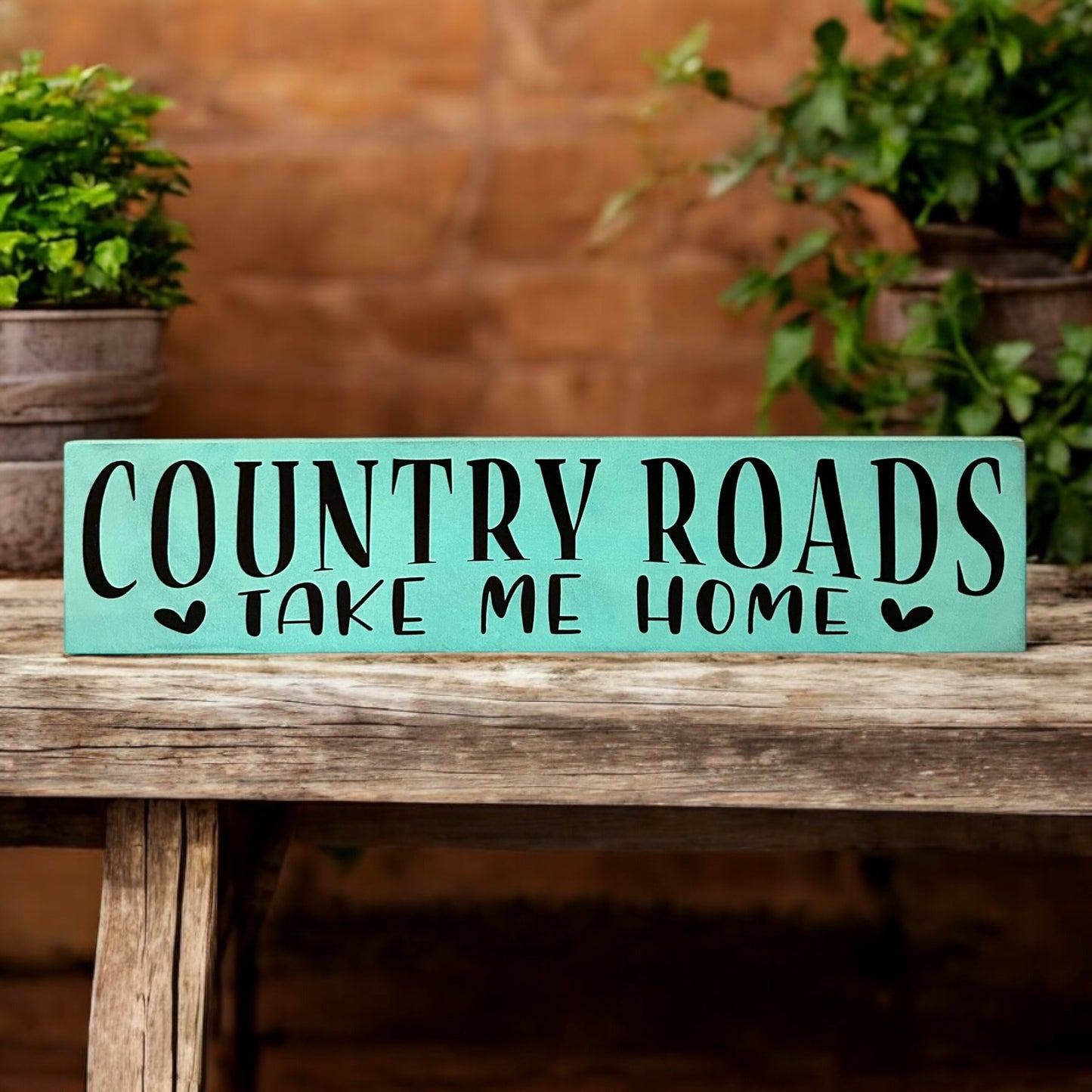 Country Roads Take Me Home - Rustic Wood Sign Sitter