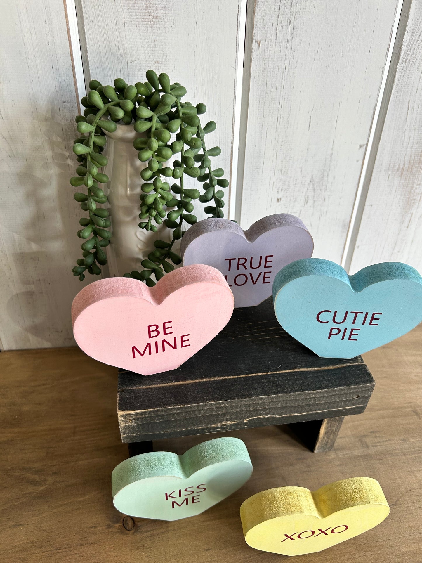 Wood Candy Hearts - Valentine’s Day Decor - Set of 5