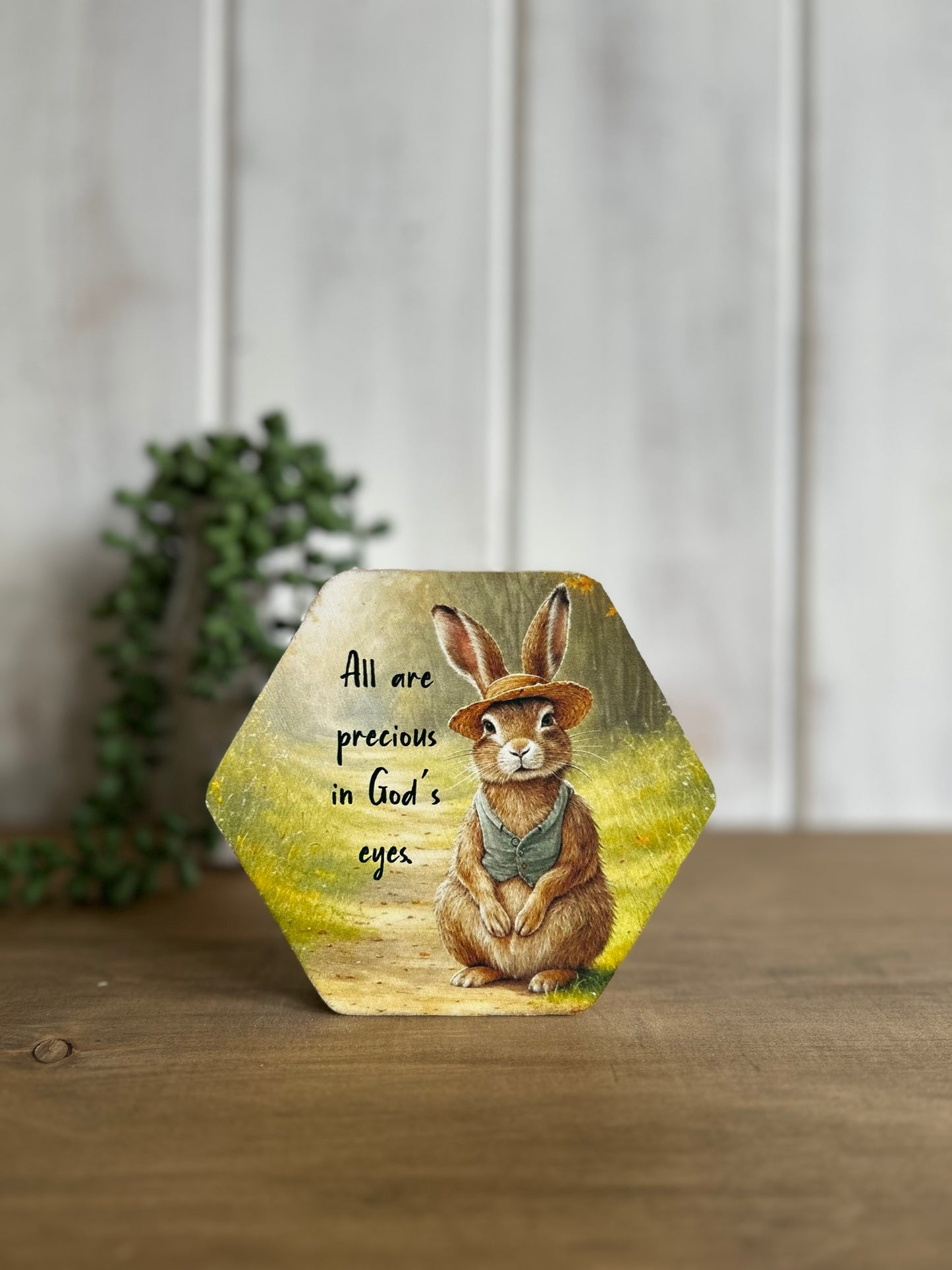 All are Precious - Rustic Faith Hexagon Wood Sign