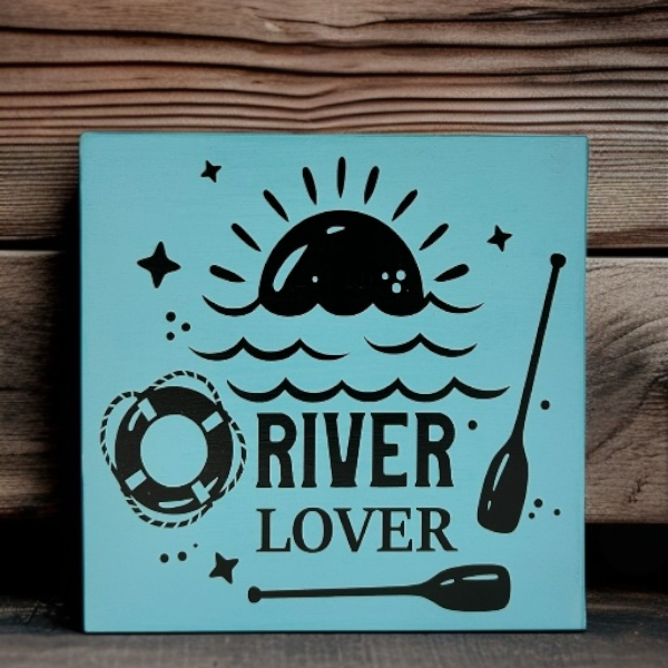 River Lover - Rustic Wood Shelf Sitter
