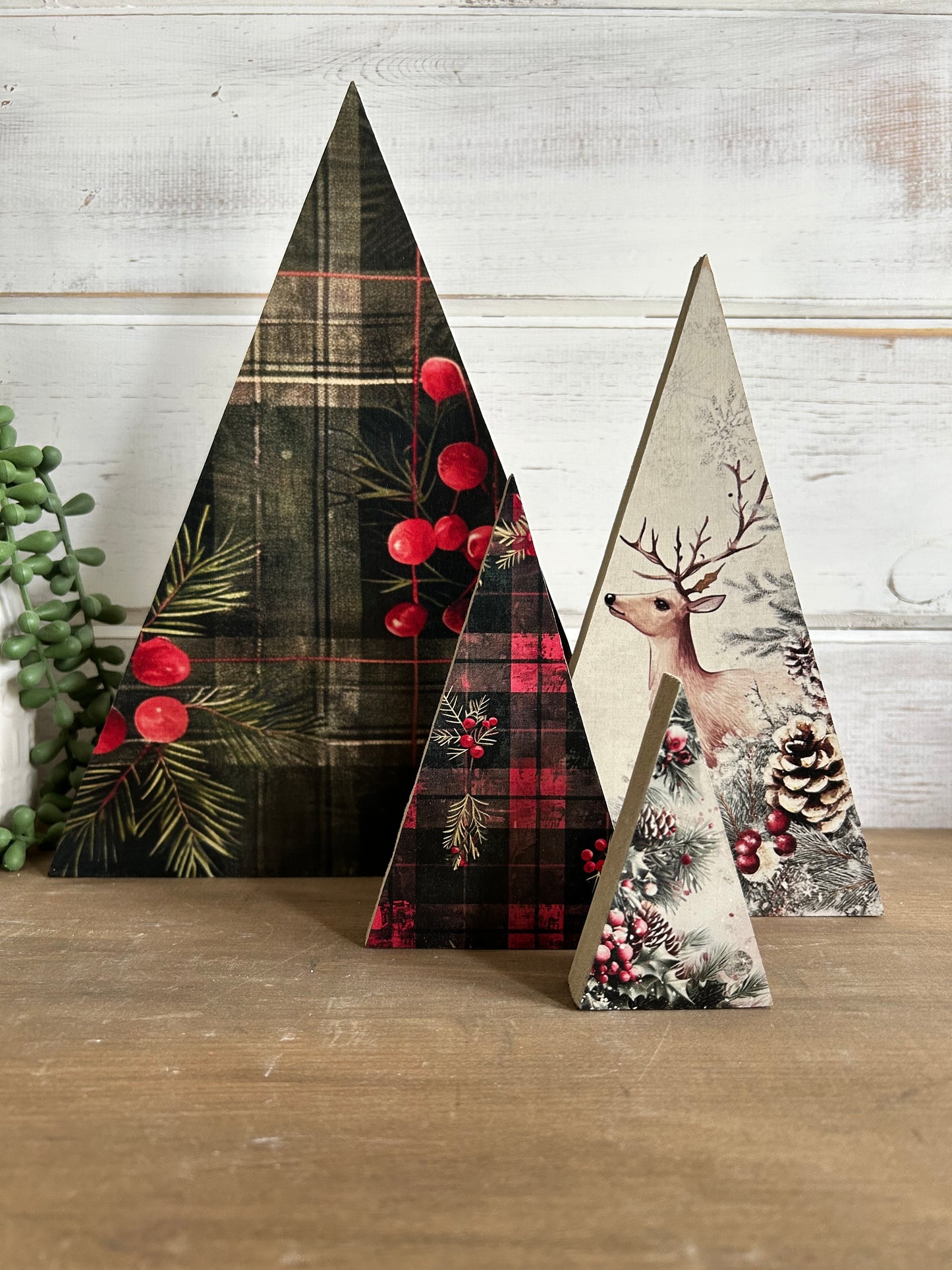 Farmhouse Wood Christmas Trees-Flannel Christmas 2026 Decor