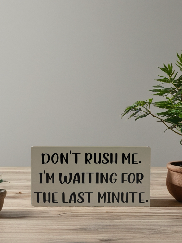 Don't Rush Me - Funny Rustic Wood Shelf Sitter