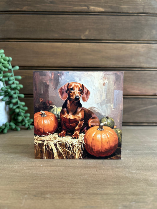 Fall Dachshund Dog Wood Sign - Fall Pet Home Decor