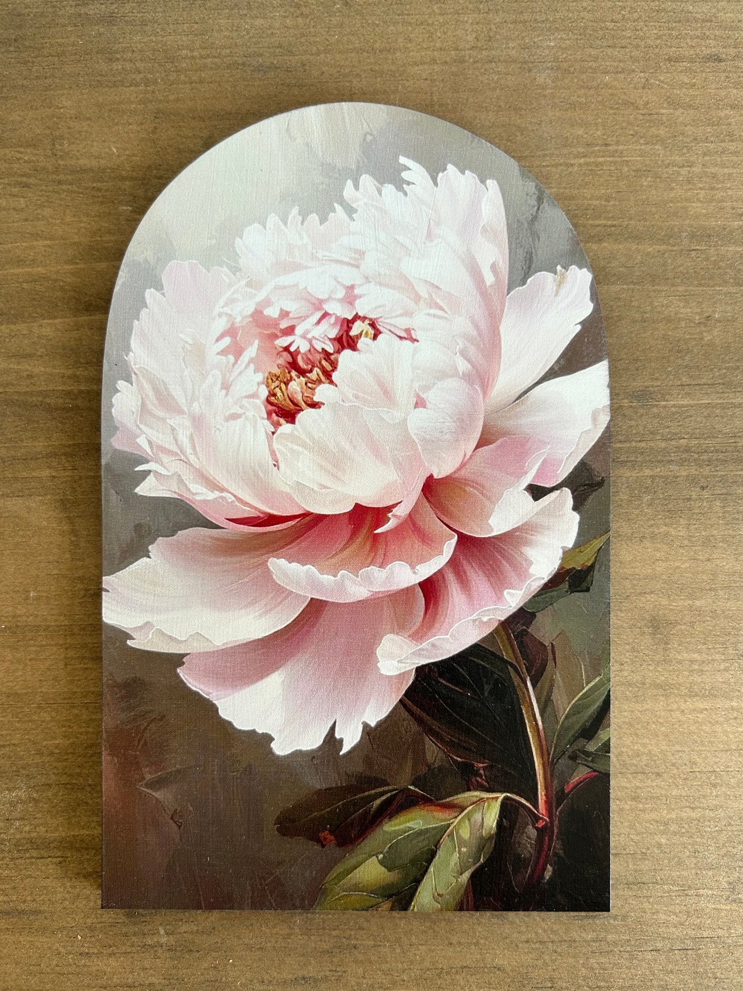 Peony Flower - Printed Wood Arch - Floral Decor