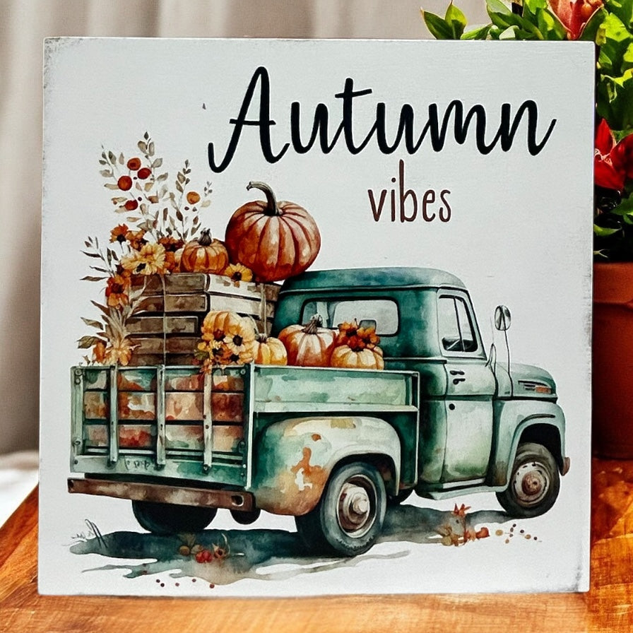 Autumn Vibes - Autumn/Fall Decor Rustic Wood Farmhouse Sign