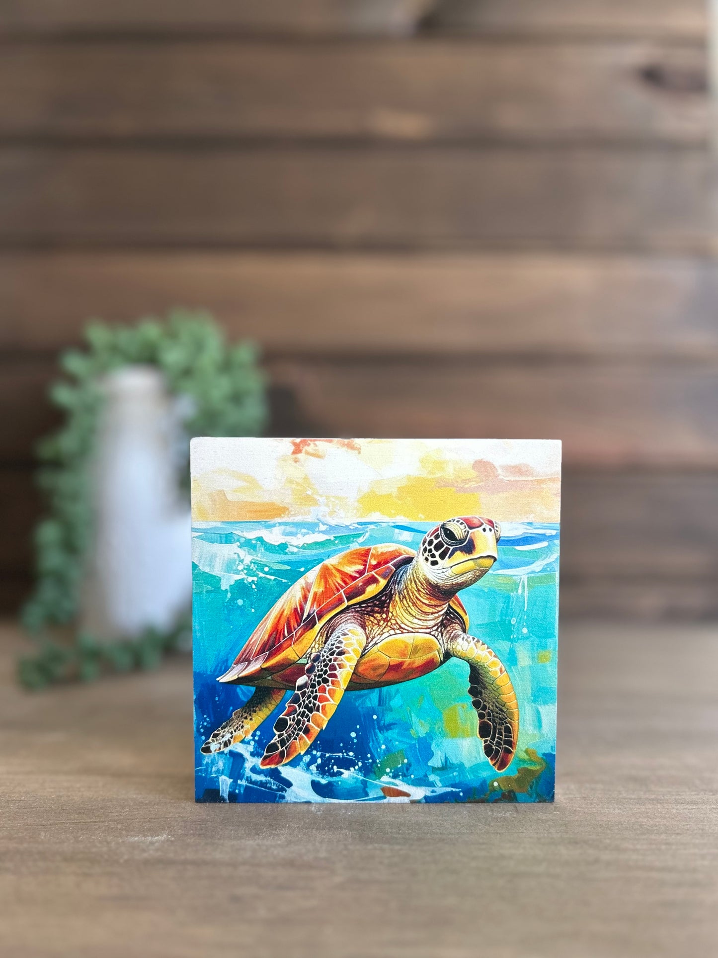 Sea Turtle - Rustic Coastal/Beach Decor Wood Sign