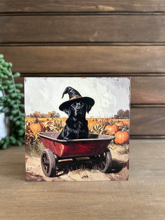 Halloween Black Lab Dog Wood Sign - Fall Pet Home Decor
