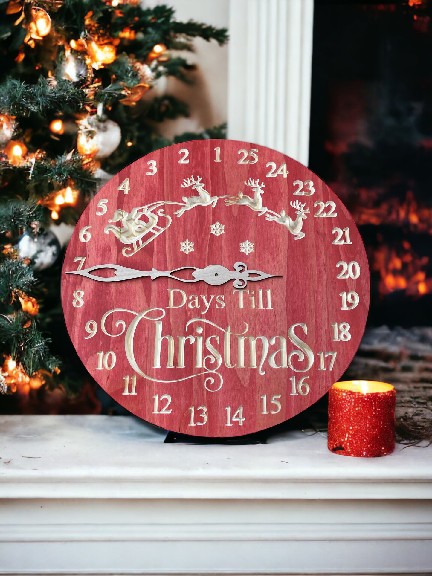 "Days til Christmas" wood clock