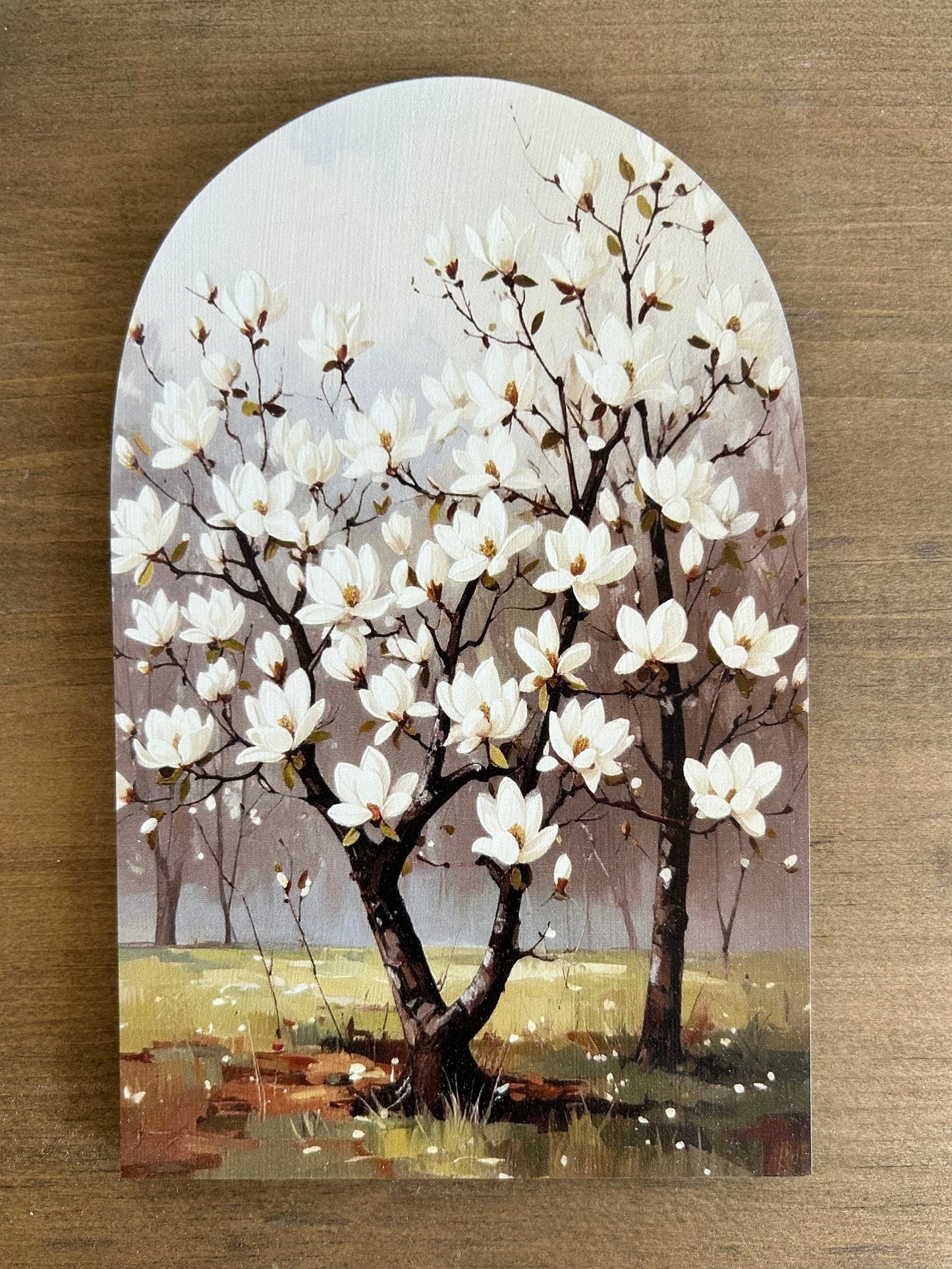 Magnolia Trees - Printed Wood Arch - Floral Decor