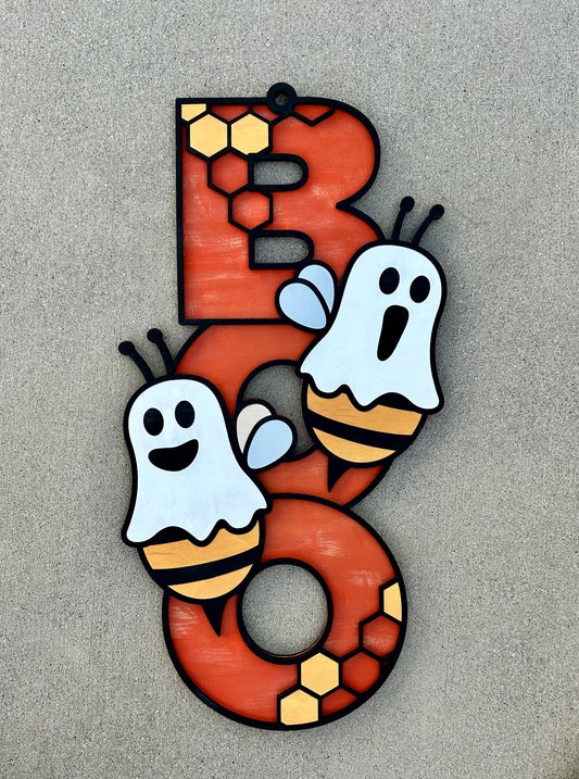 "Boo" ghosts sign
