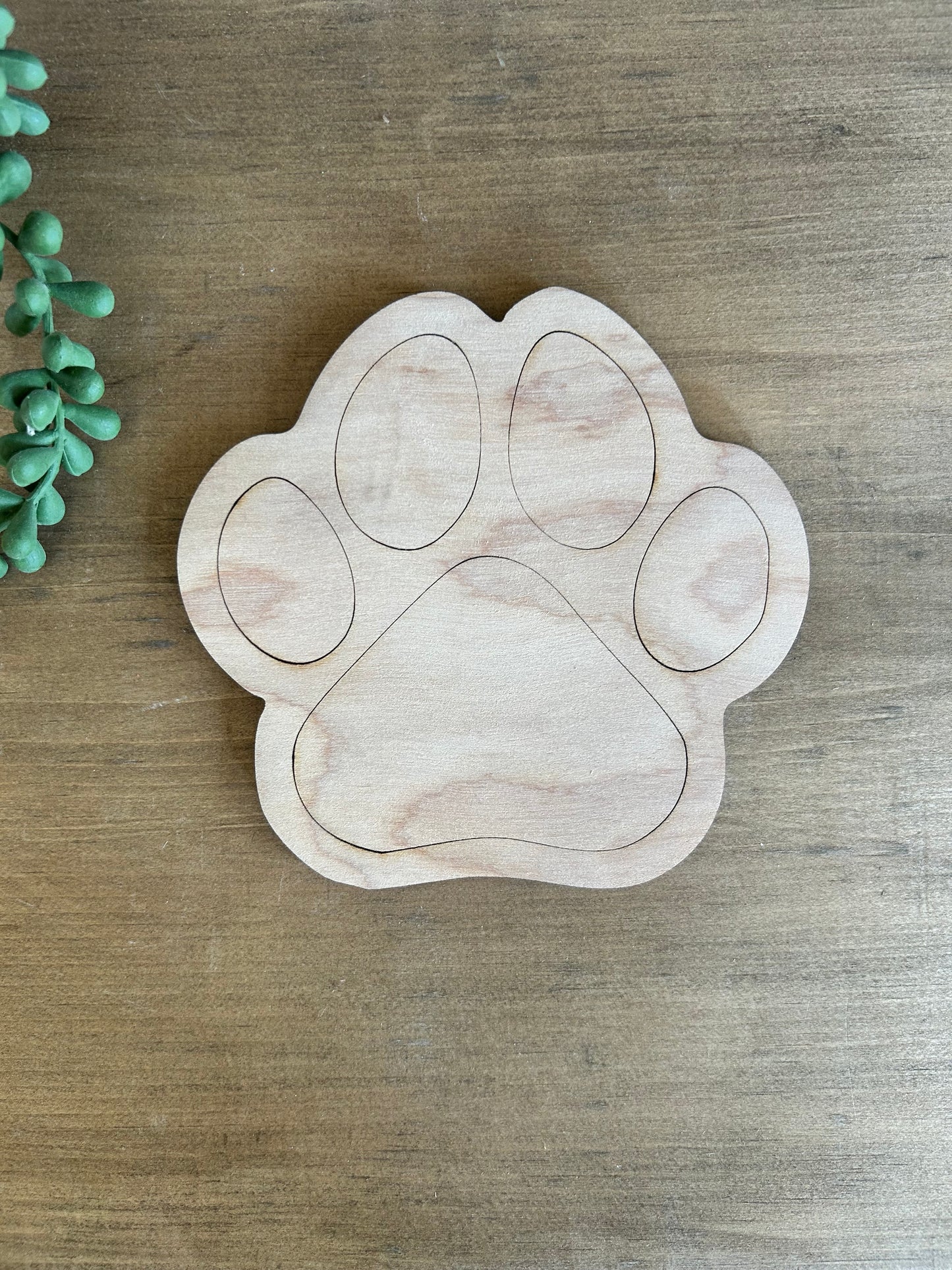 DIY Thin Blanks - Wood Paw Print - Pack of 4