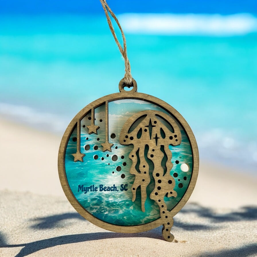 Layered Wood Jellyfish Customizable Ornament