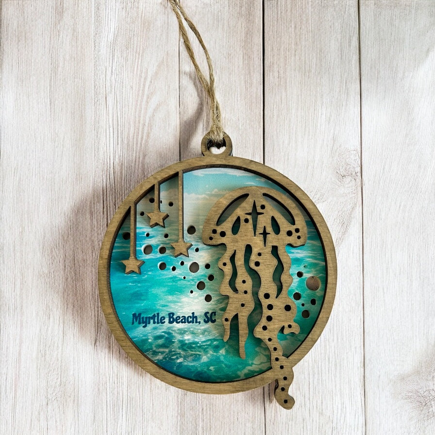 Layered Wood Jellyfish Customizable Ornament