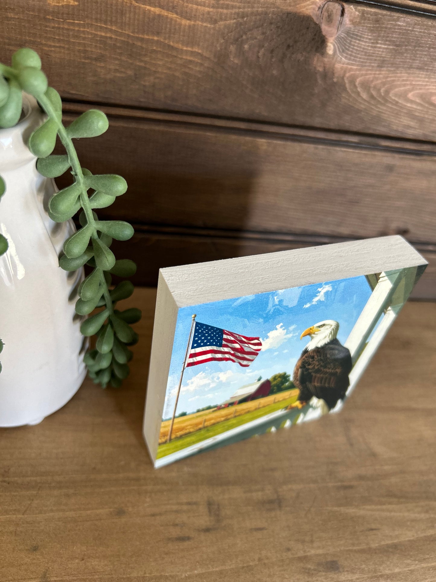 Patriotic Eagle on Porch-Americana Wood Sign Summer Decor