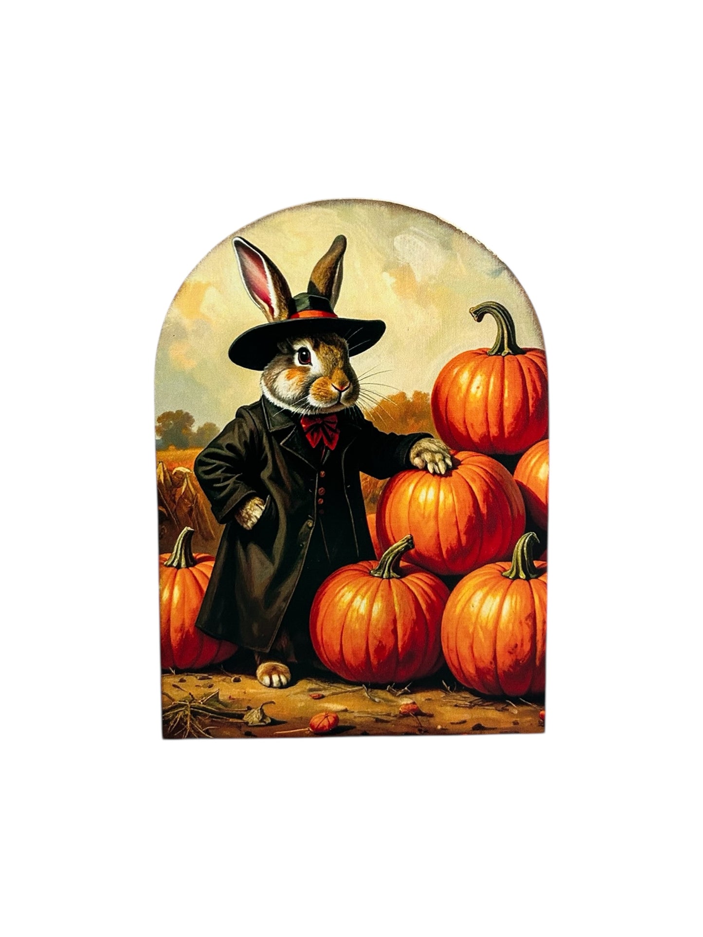 Rabbit and Pumpkins Wood Arch-Halloween 2025 Fall Decor
