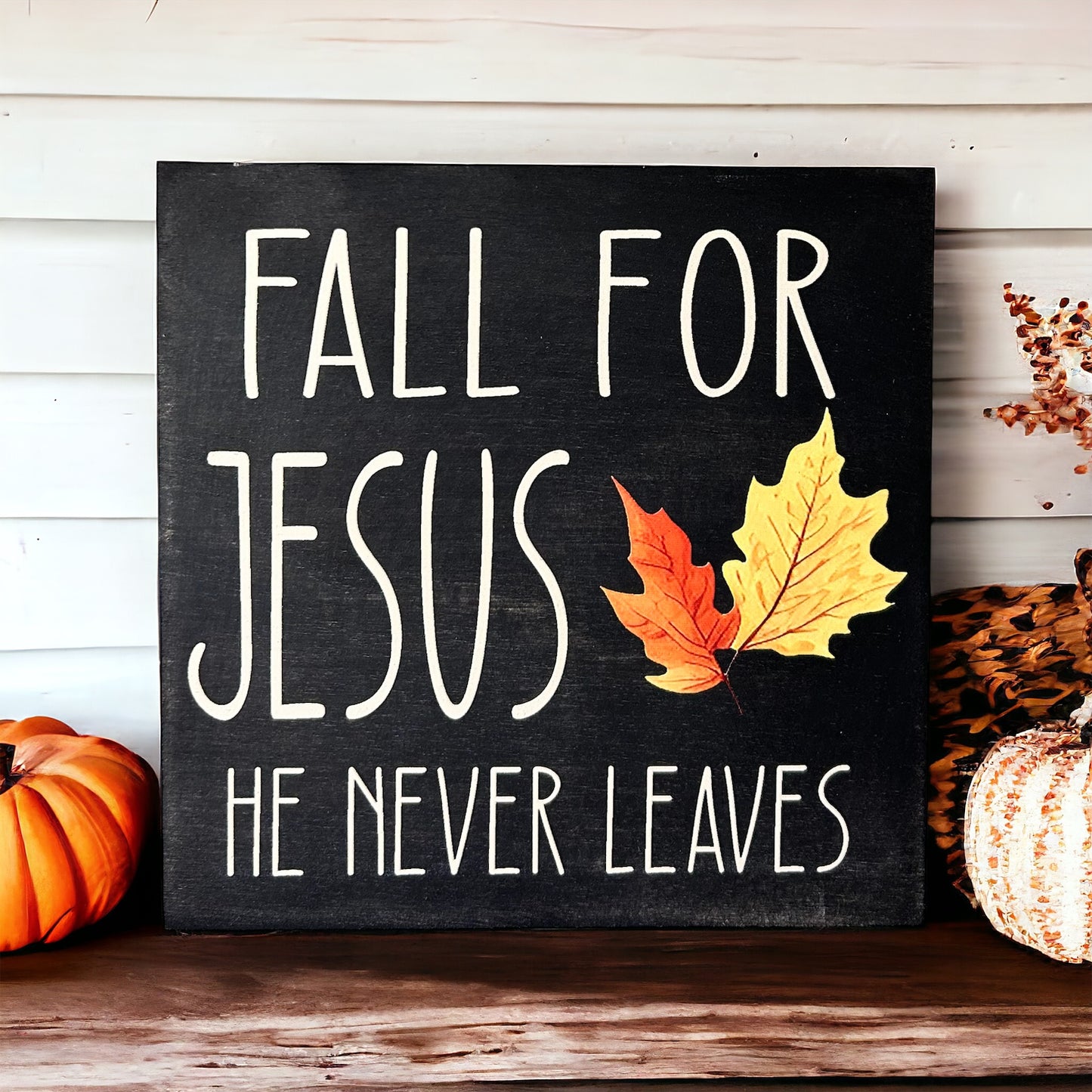 Fall for Jesus - Rustic Wood Shelf Sitter