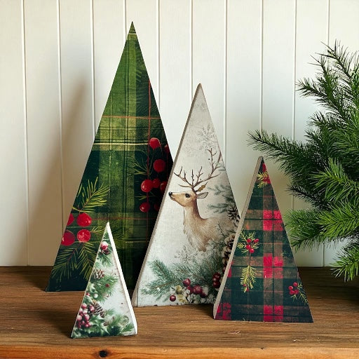 Farmhouse Wood Christmas Trees-Flannel Christmas 2025 Decor