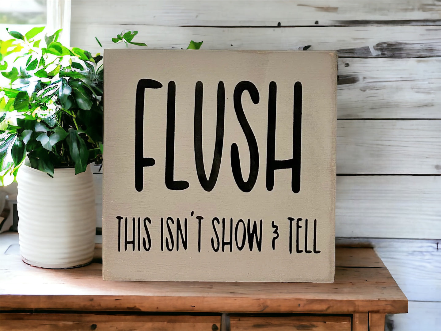 Flush - Funny Bathroom Rustic Shelf Sitter