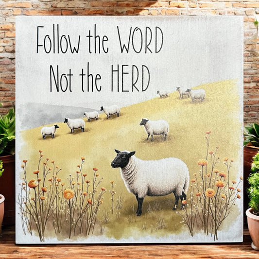 Follow the Word Not the Herd - Rustic Wood Sign