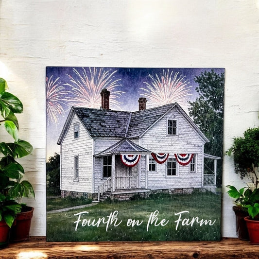 Fourth on the Farm - Patriotic Wood Home Decor Rustic Sign