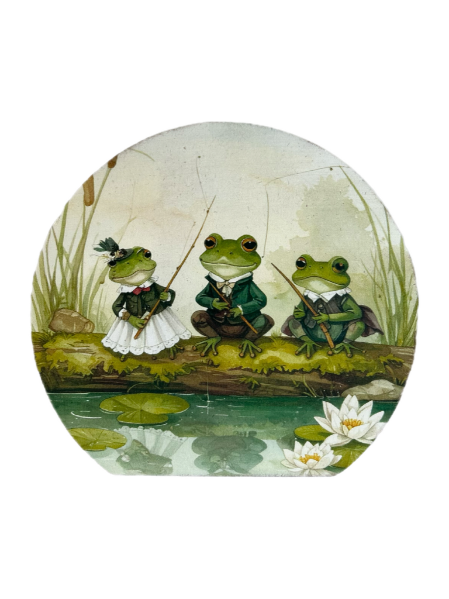 Frog Trio Fishing - Rustic Spring 2026 Decor Wood Sign