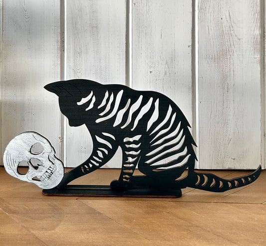 Halloween Laser Cut Kitty with Skull