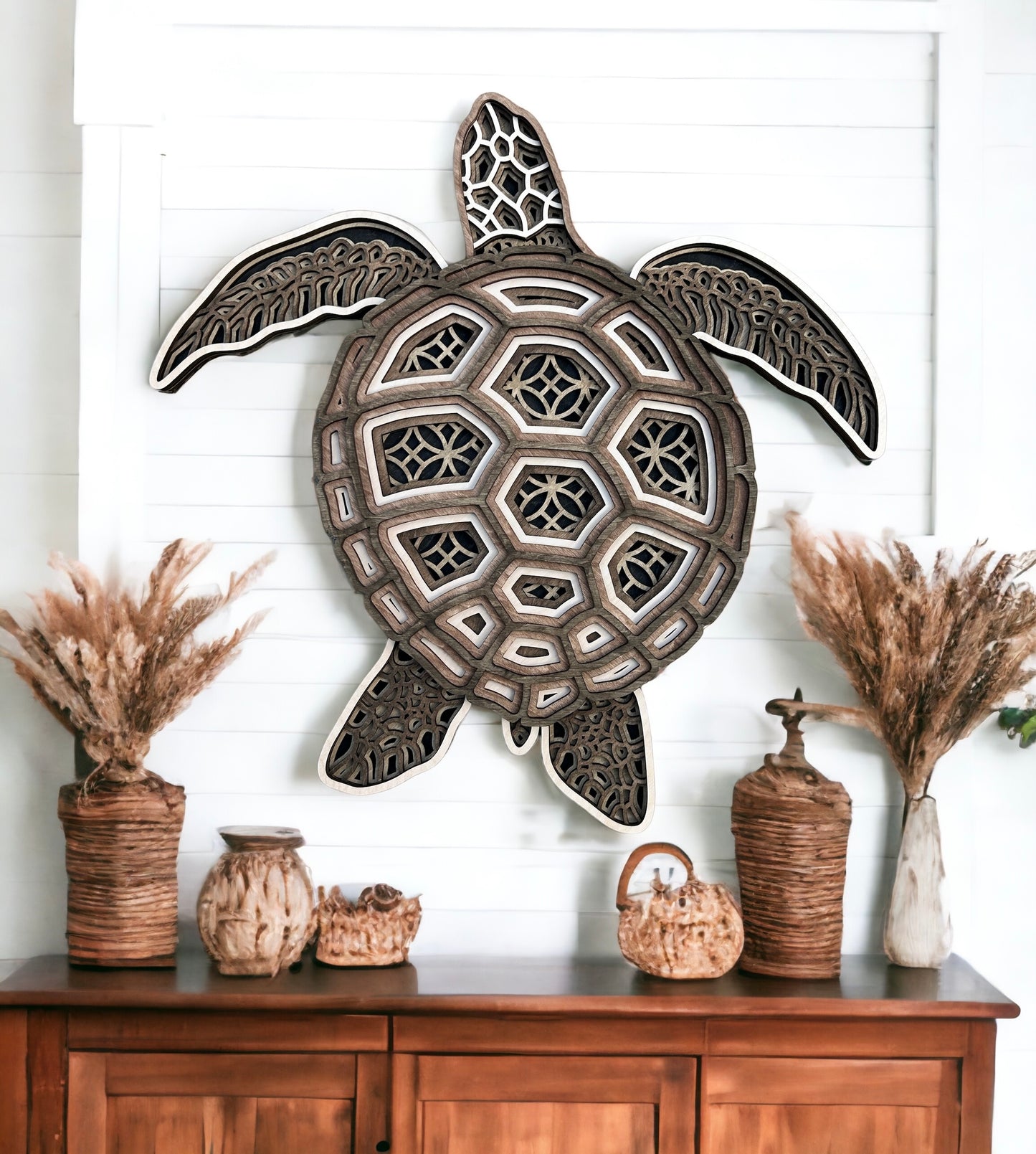 Layered turtle wood decor